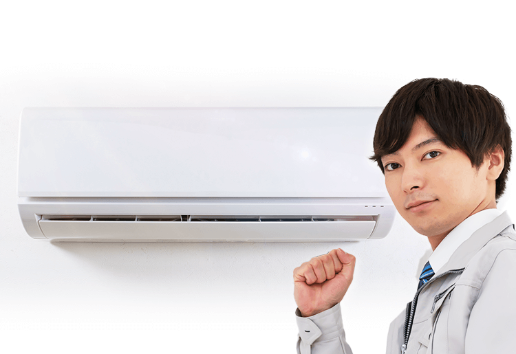 男性とエアコン